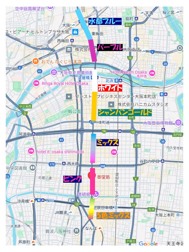 御堂筋イルミネーションマップ